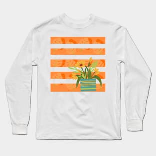 Stripe flowers and leaves Long Sleeve T-Shirt